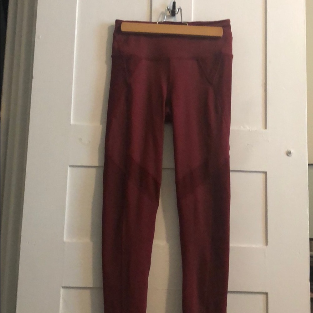 Free people Burgundy mesh inset leggings